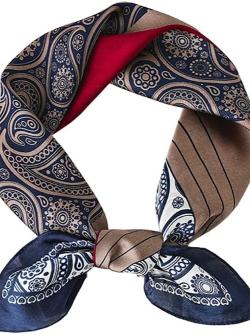 Women's Burgundy navy Square Scarf for Hair Digital Printed Headscarf Silk